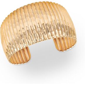 Rocksbox Gaia Textured Cuff Bracelet - Adjustable Gold Bangle Bracelet - 14K Gold Plating - Premium Quality Jewelry