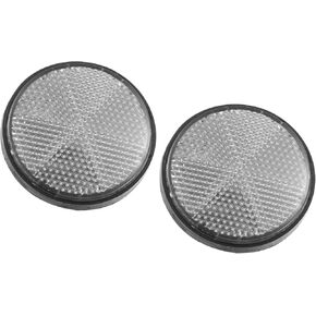 ACROPIX 2 Pcs 56mm White Plastic Universal Round Reflective Warning Reflector with Adhesive Tape for Motorcycle Bike Car Parts