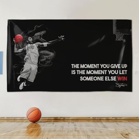 SoulAbiti Motivational Kobe Bryant Tapestry - Inspirational Wall Hanging for Gym, Office, Home - 73x43 Inches, Premium Polyester Fabric, Vivid Print, Machine Washable, Durable, Lightweight in Saudi Arabia
