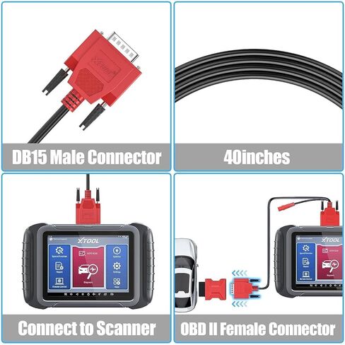 كابل XTOOL obdii، كابل DB15 ذكر إلى كابل أنثى obd ii، كابل بديل obd2 لـ d8، X100 PAD Plus، IK618، X100 PAD3 in Kuwait