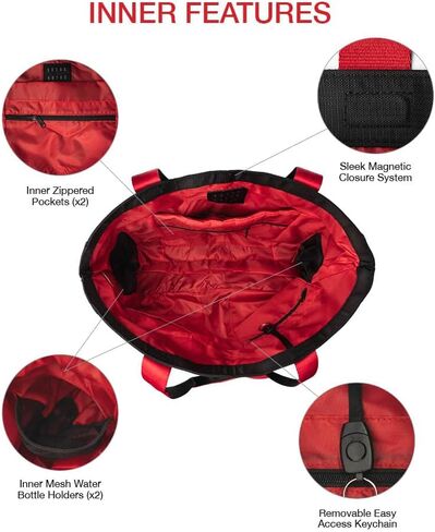 Universal Tote Bag, Foldable Nylon Shoulder Bag for Work and Errands - Water Bottle Holder, Multiple Pockets in Saudi Arabia