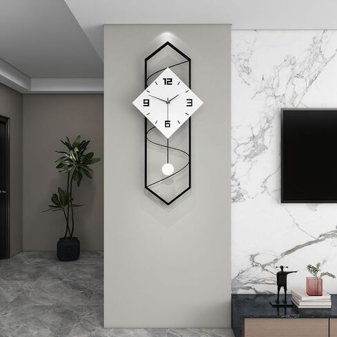 FLEBLE Large Wall Clocks for Living Room Decor Silent Pendulum Battery Operated Non-Ticking for Bedroom Kitchen Office Home 26" Decorative Clock Square White Wood Wall Decor for School Indoor in Kuwait
