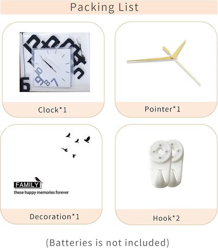 FLEBLE Large Wall Clocks for Living Room Decor Silent Pendulum Battery Operated Non-Ticking for Bedroom Kitchen Office Home 26" Decorative Clock Square White Wood Wall Decor for School Indoor in Kuwait