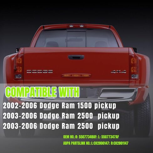 Tail Lights w/Circuit Board For 2002 2003 2004 2005 2006 Dodge Ram 1500 pickup 2003 2004 2005 2006 Dodge Ram 2500 3500 Pickup; Rear Brake Lamps w/Connector plate and Bulbs (Smoke Red) in Saudi Arabia