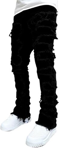 Stacked Jeans Men Skinny Ripped Jeans Slim Fit Denim Pants Y2K Goth Harajuku Emo Jeans Trouser in Saudi Arabia