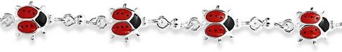 Good Luck Lucky Garden Red Colorful 5 Multi Ladybug Dangling Charm Bracelet For Teens .925 Sterling Silver 6-7.5 Inch Wrist in Saudi Arabia