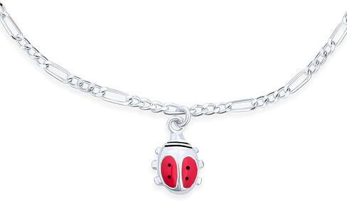 Good Luck Lucky Garden Red Colorful 5 Multi Ladybug Dangling Charm Bracelet For Teens .925 Sterling Silver 6-7.5 Inch Wrist in Saudi Arabia