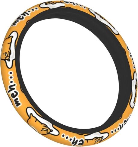 Gudetama Cute Steering Wheel Cover,Warm in Winter and Cool in Summer,15 in Universal Accessory for Diverse Car Fashion Elastic Breathable Silicone Anti-Slip Decor Cover for Men Women in Saudi Arabia