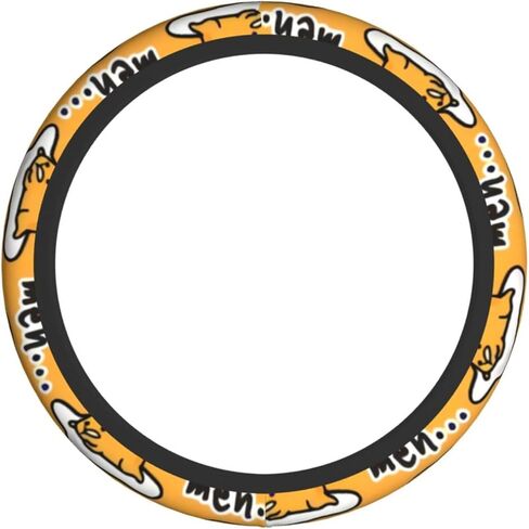 Gudetama Cute Steering Wheel Cover,Warm in Winter and Cool in Summer,15 in Universal Accessory for Diverse Car Fashion Elastic Breathable Silicone Anti-Slip Decor Cover for Men Women in Saudi Arabia