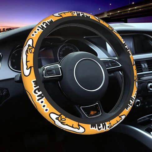 Gudetama Cute Steering Wheel Cover,Warm in Winter and Cool in Summer,15 in Universal Accessory for Diverse Car Fashion Elastic Breathable Silicone Anti-Slip Decor Cover for Men Women in Saudi Arabia