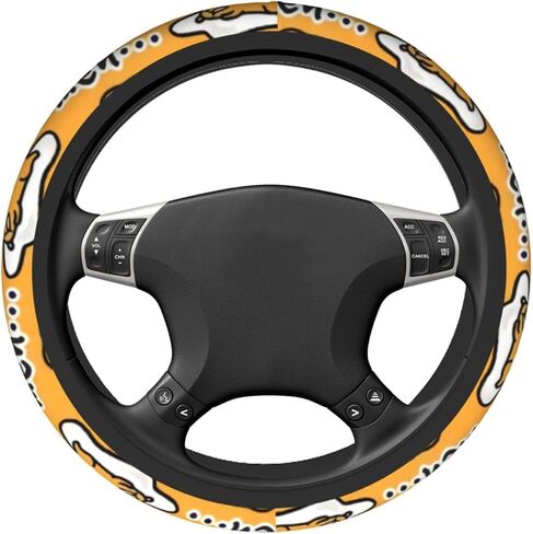 Gudetama Cute Steering Wheel Cover,Warm in Winter and Cool in Summer,15 in Universal Accessory for Diverse Car Fashion Elastic Breathable Silicone Anti-Slip Decor Cover for Men Women in Saudi Arabia