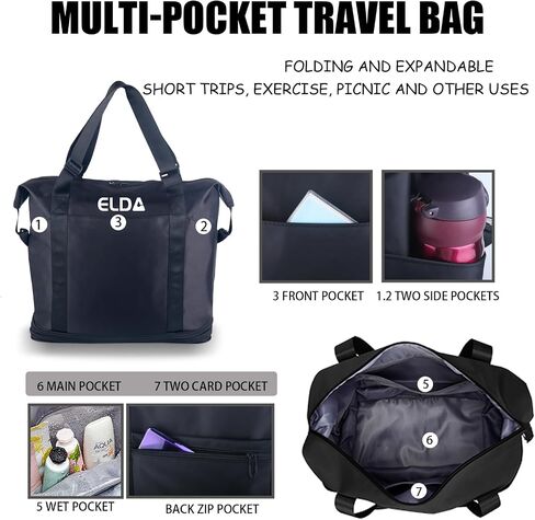 ELDA Foldable Duffle Bag Rolling for Men Women Carry on Expandable Luggage with Detachable Wheel, Trolley Sleeve for Weekend in Saudi Arabia