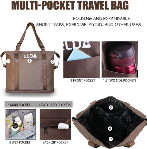 ELDA Foldable Duffle Bag Rolling for Men Women Carry on Expandable Luggage with Detachable Wheel, Trolley Sleeve for Weekend in Saudi Arabia