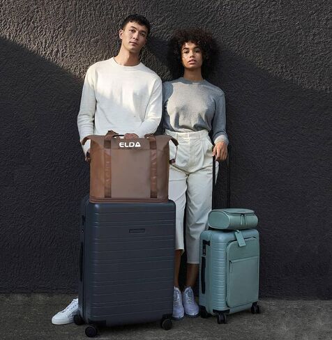 ELDA Foldable Duffle Bag Rolling for Men Women Carry on Expandable Luggage with Detachable Wheel, Trolley Sleeve for Weekend in Saudi Arabia