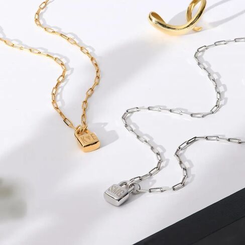 OAK & LUNA - Personalized Initial Lock Necklace with Diamond Options in Kuwait