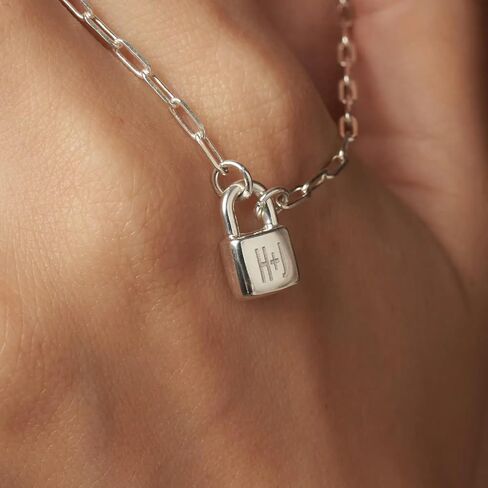 OAK & LUNA - Personalized Initial Lock Necklace with Diamond Options in Kuwait