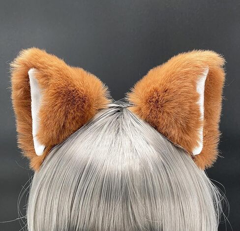 Wolf Cat Ears Headband Clips, Cat Fox Ears, Christmas Halloween Gifts, Cosplay accessory (1, Brown, Standard) in Saudi Arabia