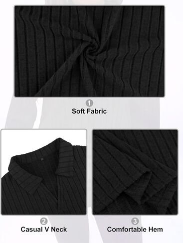 Koscacy Women Plus Size Casual Knit Sweater Lapel V Neck Solid Color Tops Lightweight Long Sleeve Blouses in Kuwait