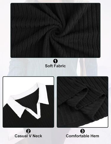 Koscacy Women Plus Size Casual Knit Sweater Lapel V Neck Solid Color Tops Lightweight Long Sleeve Blouses in Kuwait