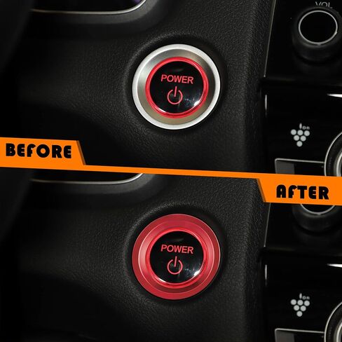 TOMALL Engine Start Stop Push Button Cover Trim Compatible with Honda CRV 2016-2022 HRV Aluminum Car Keyless Engine Ignition Button Cap Decoration Accessories Ring (Red) in Saudi Arabia