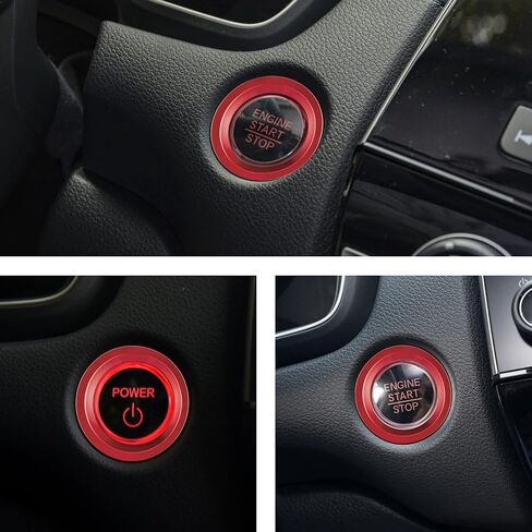 TOMALL Engine Start Stop Push Button Cover Trim Compatible with Honda CRV 2016-2022 HRV Aluminum Car Keyless Engine Ignition Button Cap Decoration Accessories Ring (Red) in Saudi Arabia