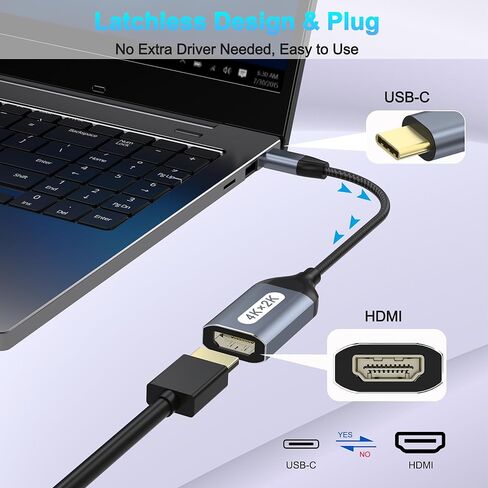 USB C to HDMI Adapter, 4K USB Type-C to HDMI Adapter [Thunderbolt 4/3Compatible] with iPhone 15/15Pro/15ProMax, MacBook Pro/Air, Dell XPS, Chromebook, Android Phones etc in Kuwait