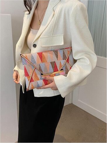 Verdusa Women's Envelope Clutch Purse Evening Bags Geo Print Flap Handbags in Saudi Arabia