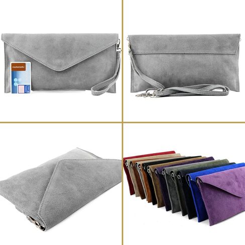 T106 - Italian clutch evening bag made of suede upper in Kuwait
