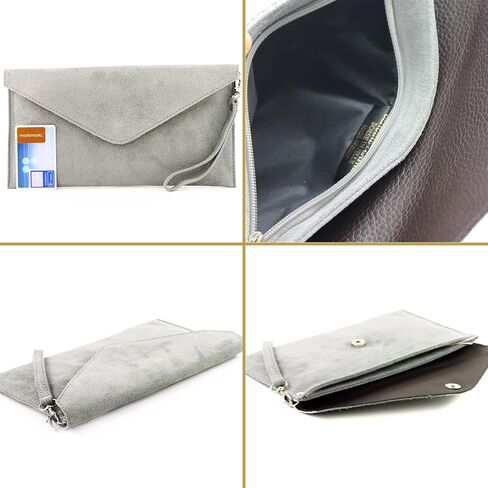 T106 - Italian clutch evening bag made of suede upper in Kuwait