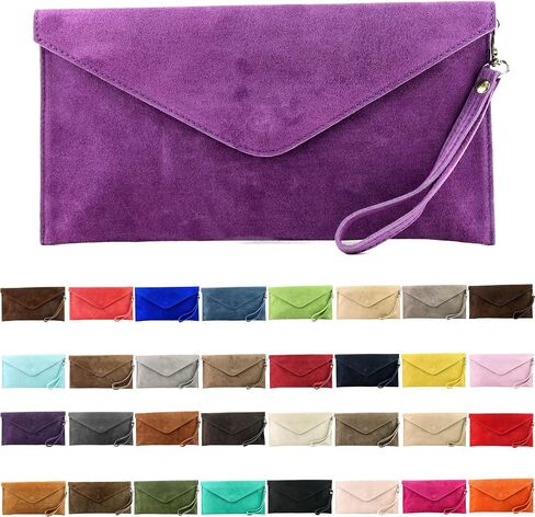 T106 - Italian clutch evening bag made of suede upper in Kuwait
