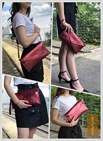 T106 - Italian clutch evening bag made of suede upper in Kuwait