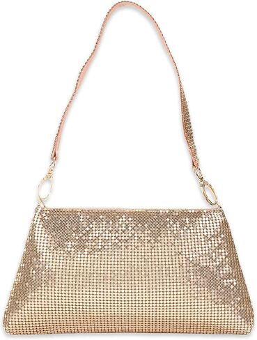 Women Evening Bag Bling Small Aluminium Sheet Clutch Bag Sparkly Glitter Handbag in Kuwait