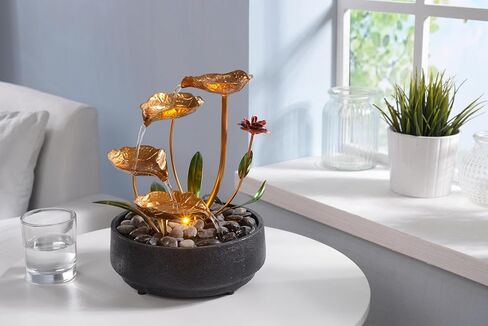 Home Décor Tabletop Fountain Indoor Stone Four Bowls Natural River Rocks Decorated Colorful Lights Rolling Ball (23066) in Saudi Arabia