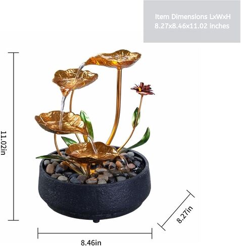 Home Décor Tabletop Fountain Indoor Stone Four Bowls Natural River Rocks Decorated Colorful Lights Rolling Ball (23066) in Saudi Arabia