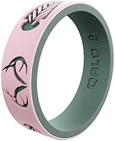 QALO Women's Rubber Silicone Ring, Strata Realtree, Comfort Fit, Silicone Wedding Ring for Women, Breathable, Durable Engagement Silicone Band, 6mm Wide 1.85mm Thick, Multicolor in Saudi Arabia