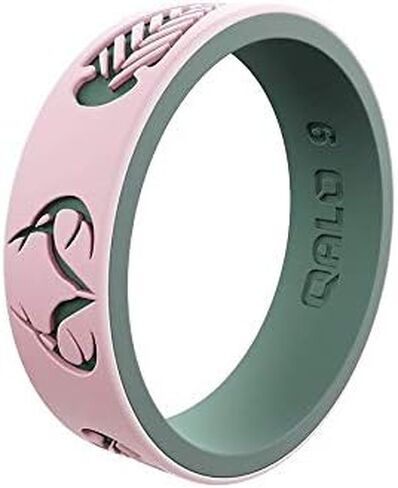 QALO Women's Rubber Silicone Ring, Strata Realtree, Comfort Fit, Silicone Wedding Ring for Women, Breathable, Durable Engagement Silicone Band, 6mm Wide 1.85mm Thick, Multicolor in Saudi Arabia