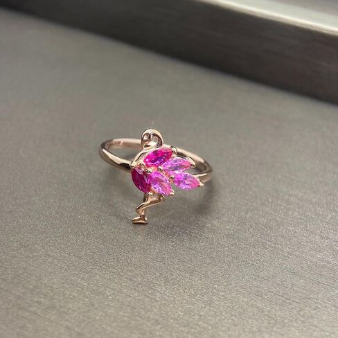 OIDIMS Flamingo Ring for Women Sterling Silver 925 Cute Animal Rose Gold Pink Cubic Zirconia Bird Flamingos Wedding Engagement Finger Rings Bands Beach Jewelry Christmas Gifts for Mom Daughter in Saudi Arabia