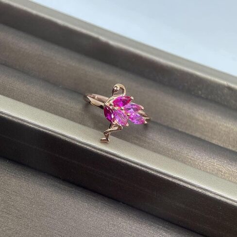OIDIMS Flamingo Ring for Women Sterling Silver 925 Cute Animal Rose Gold Pink Cubic Zirconia Bird Flamingos Wedding Engagement Finger Rings Bands Beach Jewelry Christmas Gifts for Mom Daughter in Saudi Arabia