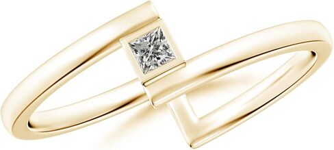 ANGARA Natural Diamond Princess Cut Bypass Ring for Women in 14K Solid Gold | Birthday, Engagement, Anniversary, Wedding Jewelry Gift for Women in Kuwait