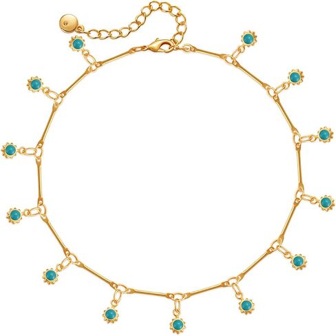 14K Gold Turquoise Ankle Bracelet for Women - Exquisite Craftsmanship, Timeless Elegance, and Meaningful Symbolism for a Thoughtful and Stylish Gift in Saudi Arabia