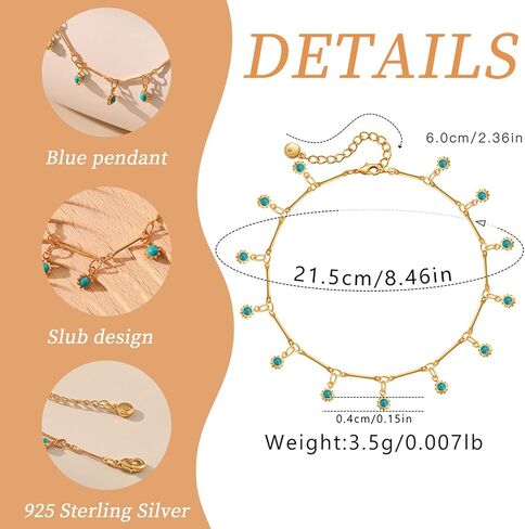 14K Gold Turquoise Ankle Bracelet for Women - Exquisite Craftsmanship, Timeless Elegance, and Meaningful Symbolism for a Thoughtful and Stylish Gift in Saudi Arabia