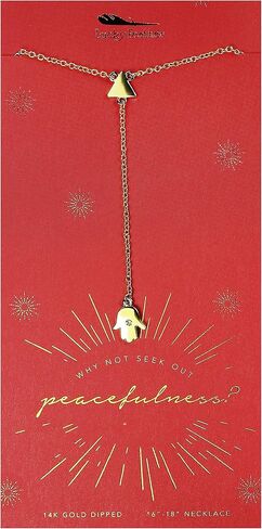 قلادة Lucky Feather Y "لماذا لا تبحث عن الهدوء؟" قلادة يد همسة مغموسة بالذهب عيار 14 قيراط in Kuwait