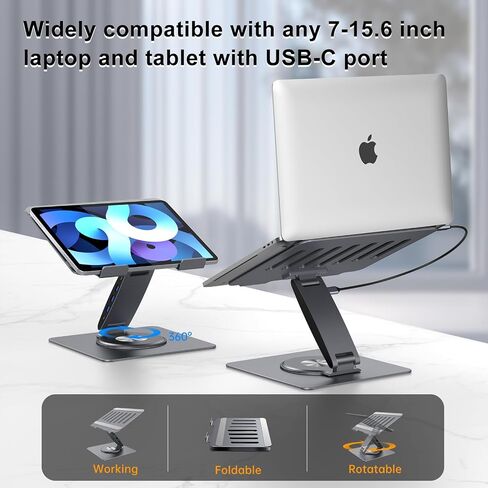 حامل محطة إرساء الكمبيوتر المحمول 11 في 1 شاشة مزدوجة 4K HDMI جيجابت إيثرنت USB3.0 PD100W 3.5 مم مقبس صوت TF/SD قارئ بطاقة HC 360 درجة حامل كمبيوتر محمول مع محور USB لجهاز MacBook Pro/Air/Dell/HP/Surface in Kuwait