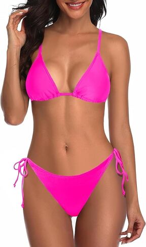 Holipick Women Two Piece Swimsuit Sexy Triangle Bathing Suit Top String Bikini Sets Tie Side Swimwear in Saudi Arabia