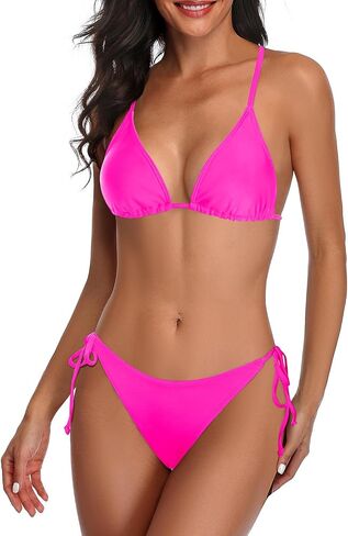 Holipick Women Two Piece Swimsuit Sexy Triangle Bathing Suit Top String Bikini Sets Tie Side Swimwear in Saudi Arabia
