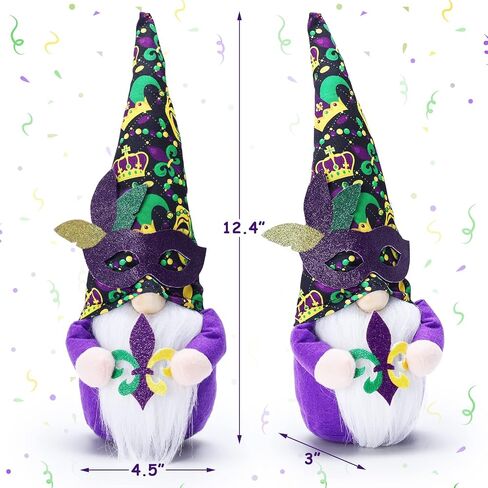 Upltowtme Mardi Gras Gnome Spring Plush Collective Figurines Swedish Tomte Nordic Elf Dwarf for Farmhouse Home Decor Ideas in Kuwait