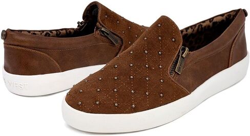 Nine West Girls Shoes Zipper Slip-On Fashion Sneakers, Low-Top Fashion Shoes for Casual Walking (Little Kids/Big Kids) in Saudi Arabia