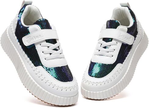 Bernal Girls Boys Sparkle Fashion Sequins Sneakers Kids Non Slip Hook and Loop Walking Shoes for Toddler/Little Kid/Big Kid in Kuwait