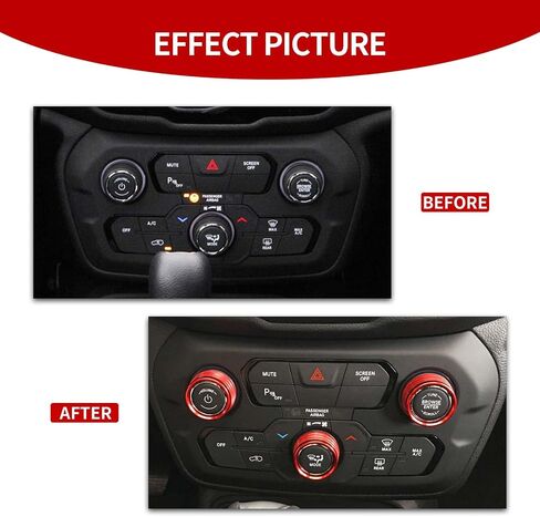 CheroCar AC Radio Knob Cover Air Conditioner Control Audio Volume Tune Switch Knob Button Cover Trim Ring Compatible with Jeep Renegade 2018 2019 2020 2021 2022 2023 (Red)… in Saudi Arabia