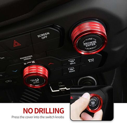 CheroCar AC Radio Knob Cover Air Conditioner Control Audio Volume Tune Switch Knob Button Cover Trim Ring Compatible with Jeep Renegade 2018 2019 2020 2021 2022 2023 (Red)… in Saudi Arabia